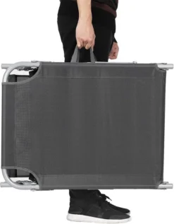 Ligstoel Met Hoofdsteun En Zon Bescherming Verstelbare Rugleuning Inklapbaar Donker Grijs Ligbed Tuin -Tuinmeubelen 935x1200