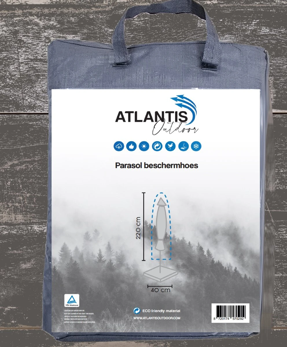Weersbestendige Parasolhoes - Rond & Vierkant - Max. 3 X 3 M - Grijs / Antraciet - Stokparasol 8 Weersbestendige Parasolhoes - Rond & Vierkant - Max. 3 X 3 M - Grijs / Antraciet - Stokparasol - Afbeelding 8