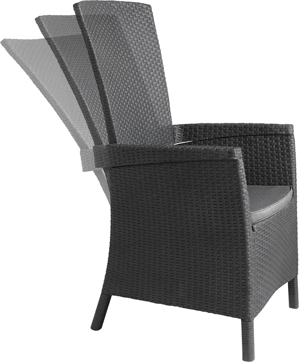Allibert Vermont Verstelbare Tuinstoel - 64x68x107cm - Grafiet 5 Allibert Vermont Verstelbare Tuinstoel - 64x68x107cm - Grafiet - Afbeelding 5