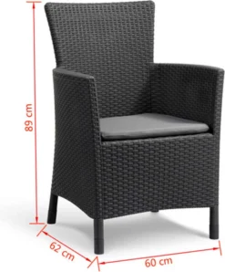 Allibert Iowa Tuinstoel - 60x62x89cm – Grafiet -Tuinmeubelen 996x1200