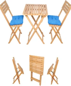 SiRaC - Houten Tuinset - Balkonset - 3-delig - Met Paarse Kussens - Natuurlijke Hout - Balkon Meubelen - 2 Persoons Balkonset - Twee Stoelen En Bijzettafel - Hout -Tuinmeubelen 998x1200 1